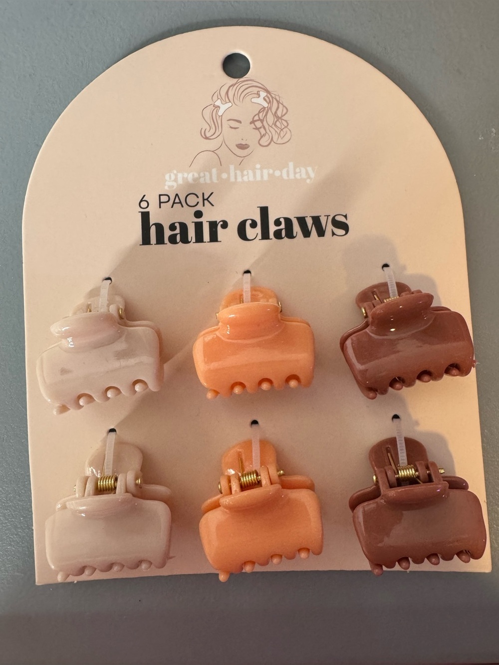 6-Pack Neutral Mini Hair Claws fall